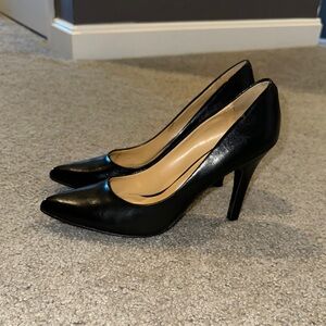 Nine West black leather heels